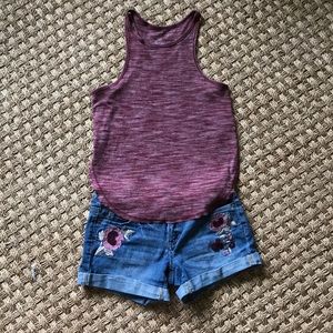 LN Aeropostale Embroidered Denim Midi Shorts